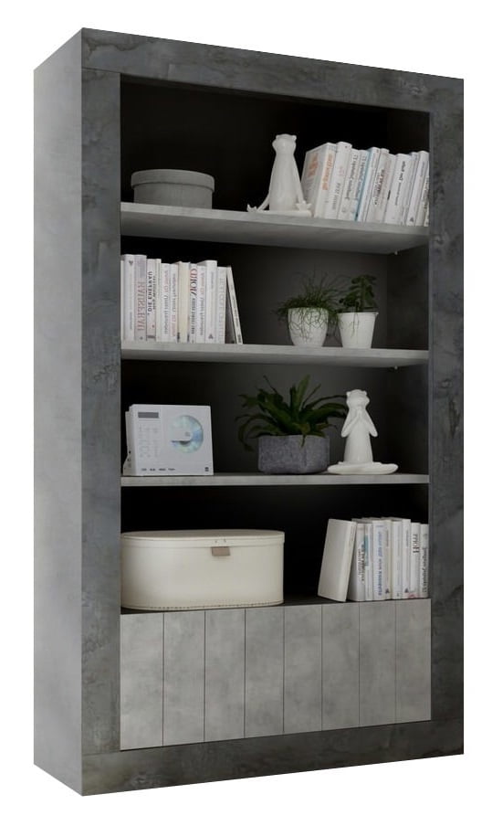 Aanbieding boekenkast Urbino 190 cm hoog in oxid met grijs beton - 8785269163704