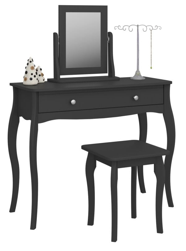 Aanbieding Kaptafel Set Baroque 100 cm breed in zwart met spiegel - 8785269110760