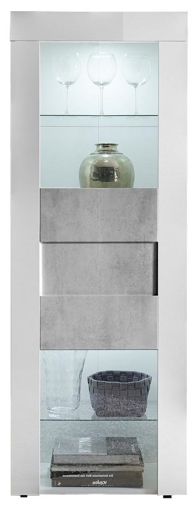 Aanbieding Buffetkast Easy 167 cm hoog hoogglans wit met grijs beton - 8785269137002